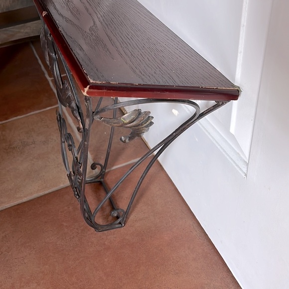 Metal wrought iron & wood decorative wall shelf Vintage display shelf - Picture 5 of 10